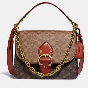 new  Coach Beat Shoulder Bag In Signature Canvas With Horse And Carriage Print